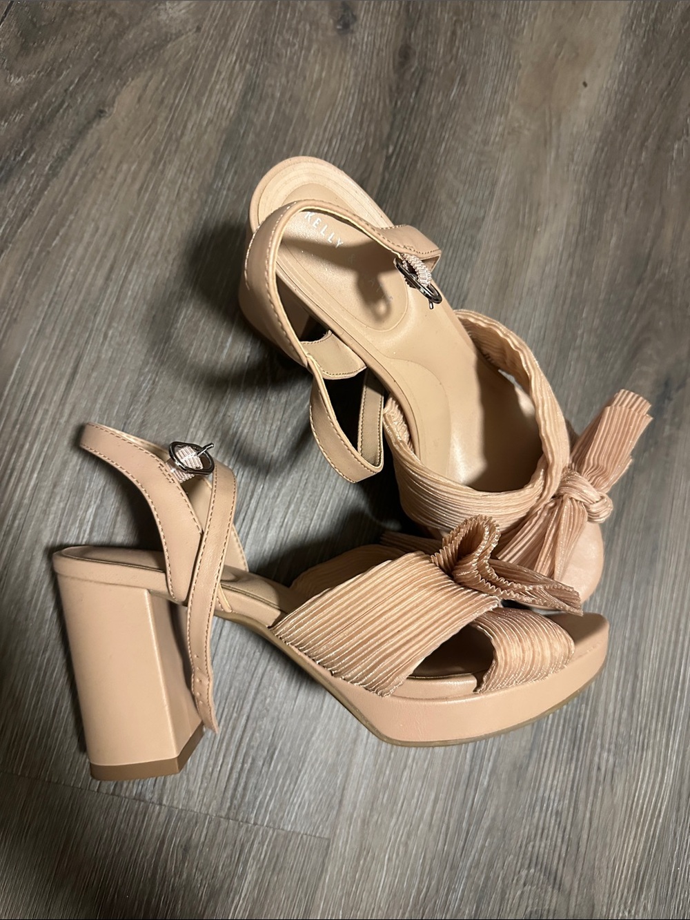 Womens Nude Knot Front Block Heel Sandals size 8